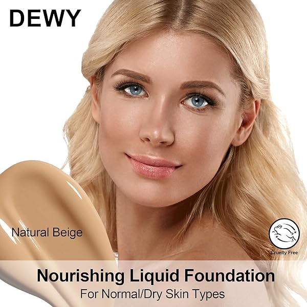 FV WATERPROOF LIQUID FOUNDATION, DEWY FINISH LONG LASTING LIGHTWEIGHT MEDIUM COVERAGE FACE MAKEUP FOR NORMAL & DRY SKIN, CRUELTY FREE, NATURAL BEIGE, 30ML