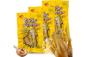 CUTIE MANGO Korean Malang Dried Squid Snack 50g x 3Packs (Total 5.29oz) Korea Grilled Peanut Butter Flavor Seafood On-the-Go Soft Tender for Adult Kids Party Camping Late Night Movie Share Size Snacks (Product of Korea)