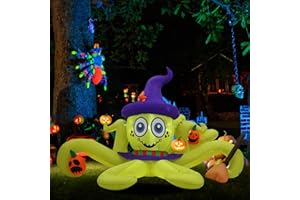 Infleasjoiy 6ft Green Witch Octopus Halloween Inflatable Outdoor Decoration, Courtyard Decoration with LED Lights, for Outdoor Lawn, Garden, Family Vacation Party