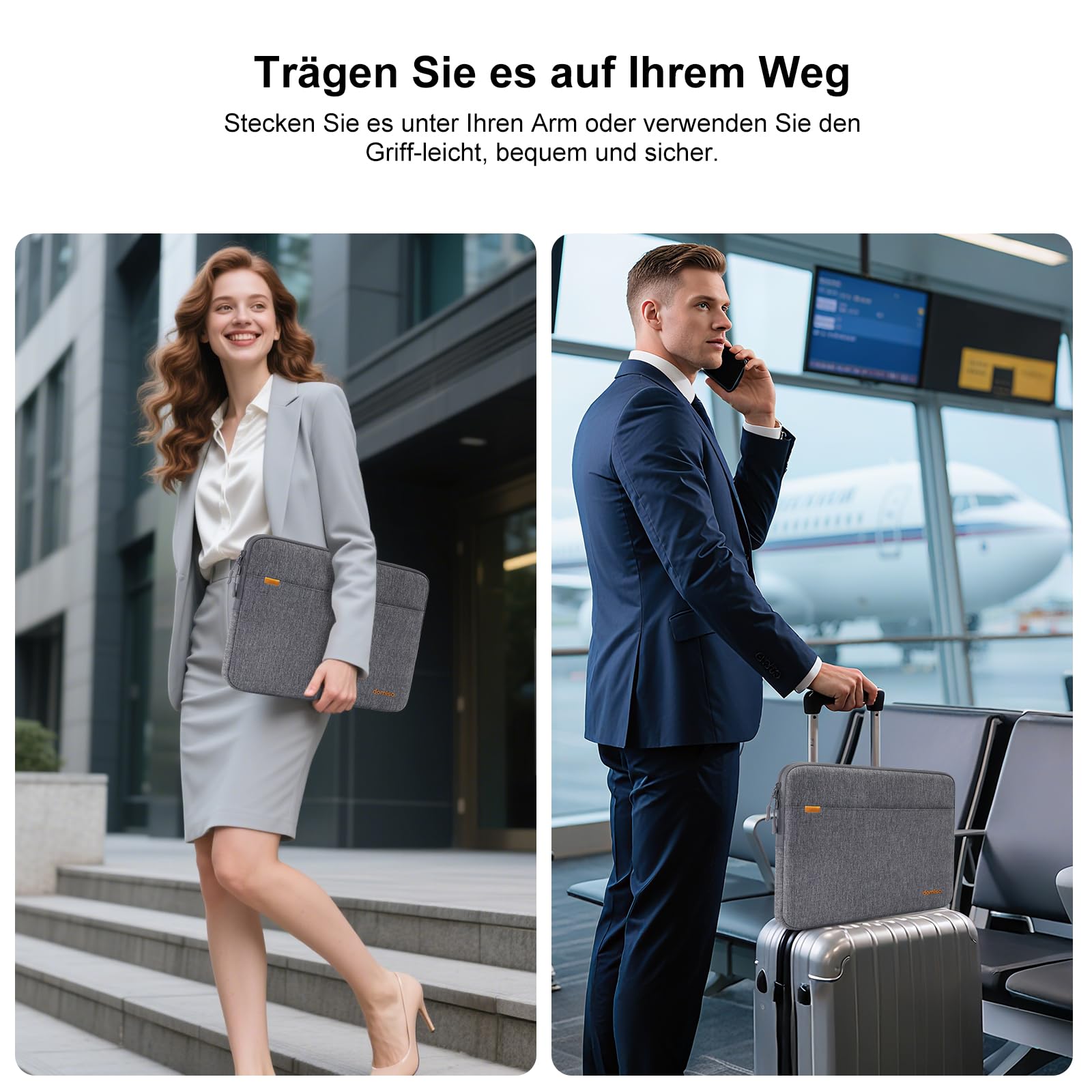DOMISO 13 Zoll Laptoptasche Laptop Tasche Hülle Notebook Sleeve Case Bag Schutzhülle Kompatibel mit Mac Book Air 13 M4 M3 M2,MacBook Pro M2,ipad Air,Dell,Lenovo Laptophülle mit Zubehörtasche,Grey 4