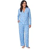 Cuddl Duds Womens Pajama & Lounge Set - Lightweight Long Sleeve Button Down PJ Shirt & Pants - Sleepwear & Loungewear