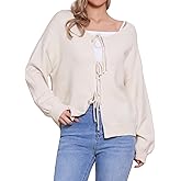 Allegra K Tie Front Cardigan Sweaters for Women Fall 2025 Long Sleeve Cute Knit Sweater Tops
