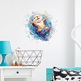 RoyoLam Cartoon Otter Floating On the Water Wall Decal Nursery Animal Wall Sticker Removable Peel and Stick Wall Art Decor for Kid Baby Classroom Preschool Bathroom Living Room Playroom Bedroom School