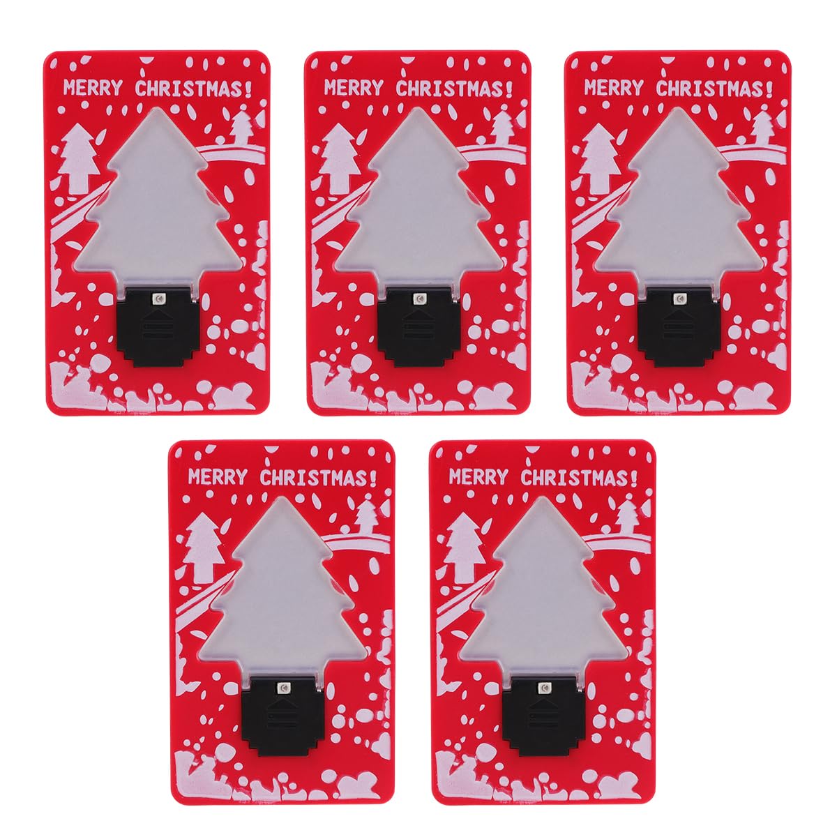 Uonlytech 5Pcs Folding Night Light Mini LED Christmas Lights Portable Credit Card Light Xmas Tree Shape Novelty Lamp Table Lamp for Party