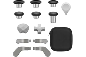 JEJSUAP 16 in 1 Metal Thumbsticks Suitable for Xbox One Elite Series 2, Elite Series 2 Core Controller Accessories Parts, 6 Metal Thumbsticks, 4 Paddles, 2 D-Pads and 4 Tool(Silver)