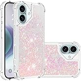 COTDINFOR Compatible with iPhone 17 Case Glitter Sparkle Cute Liquid Clear Flowing Quicksand Shockproof TPU Protective Girly Women Phone Case for iPhone 17 6.3" Star Pink YB
