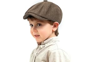 XUOAZ Kids Boys Wool Newsboy Cap - Vintage Tweed Flat Beret Cabbie Hat for Toddler Boys Girls Pageboy(for 4 to 9 Years)