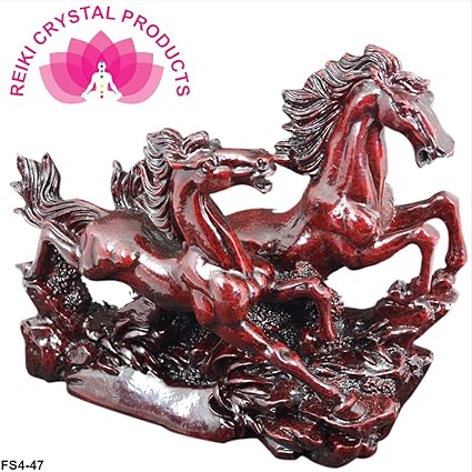 Reiki Crystal Products Vastu ,Victory Two Red Running Horses For Positive Energy Vibrations,Red