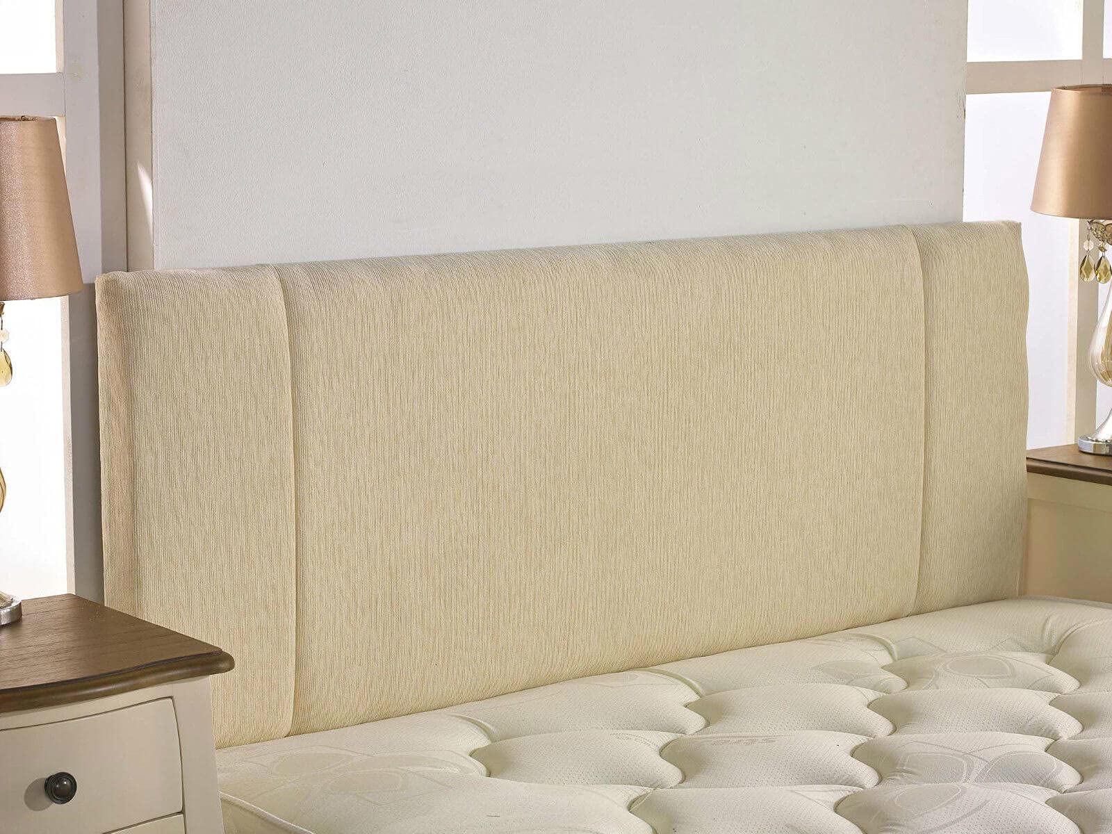CROWNBEDSUK QUALITY PORTOBELLO CHENILLE HEADBOARD 2ft6,3ft,4ft,4ft6,5ft,6ft (2FT6 SMALL SINGLE, Cream)