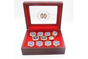 XiaKoMan ND 11 time Fighting Irish Men's Football National College Championship Rings set with wooden box Christmas birthday Gifts for Men Women Kids Boys fathers