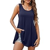 JollieLovin Women's Tunics Tank Tops Sleeveless Loose Fit T-Shirt with Flare Hem Comfy Swing Blouse (Available in Plus Size)