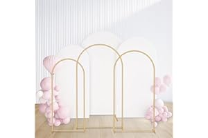 GRENTY Metal Arch Backdrop Stand and Cover Set 7.2FT/6.6FT/6FT, Wedding Arch Frame with Spiral Rotating Joint, 3 Wrinkle-Resistant Arch Cover for Birthday, Anniversary, Wedding, Party