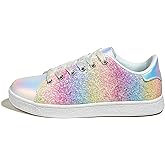 LUCKY STEP Glitter Shoes Sparkly Bling Shiny Bedazzled Lace up Fashion Sneakers for Women