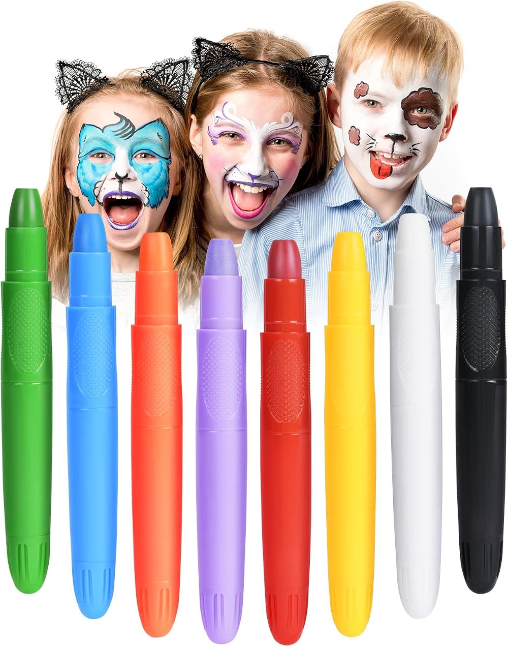 URAQT Face Paint Crayons Kit 8 Colors Non-Toxic Safe For Kids Adults