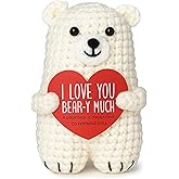 Valentines Day Gifts for Him Her Boyfriend Girlfriend, Handmade Crochet Polar Bear, Wedding Anniversary Birthday Gift for Women Men, Romantic Stocking Stuffers I Love You Gift for Couples Wife Husband
