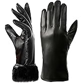 VIKIDEER Super Warm Fur Lined Leather Gloves for Women Winter Gloves Touchscreen Texting Driving