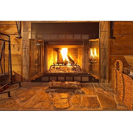 Amazon Com Leowefowa Warm Fireplace Backdrop 9x7ft Vinyl