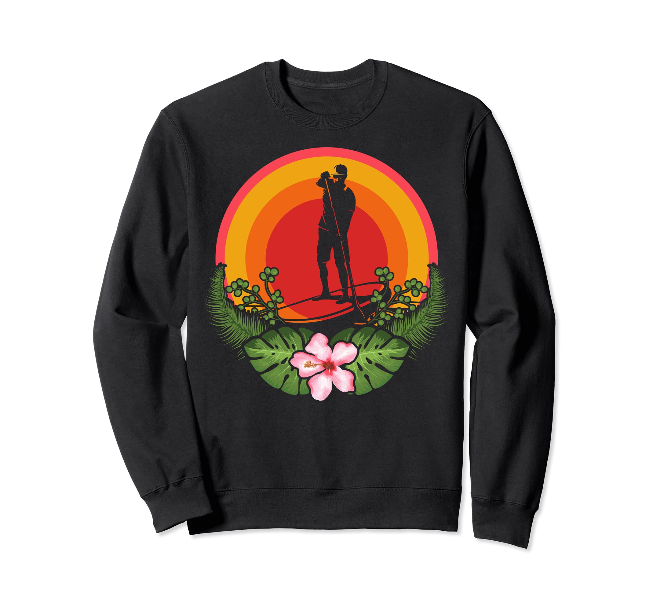 Stand Up Paddling Tropical Sunset Flowers Paddleboarder SUP Sweatshirt