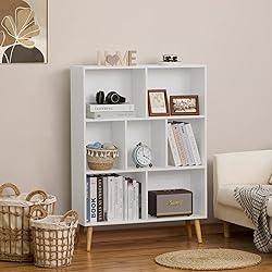 YAHARBO Small White Bookshelf,3 Tier Modern Kids