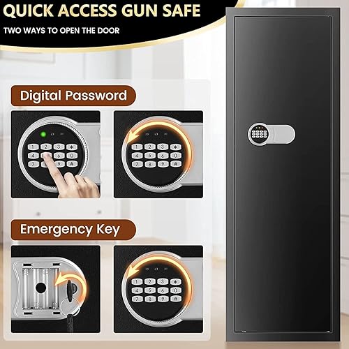 ANXINWEI Gun Safe, 8-10 Gun Cabinet With Removable Shelf, Large