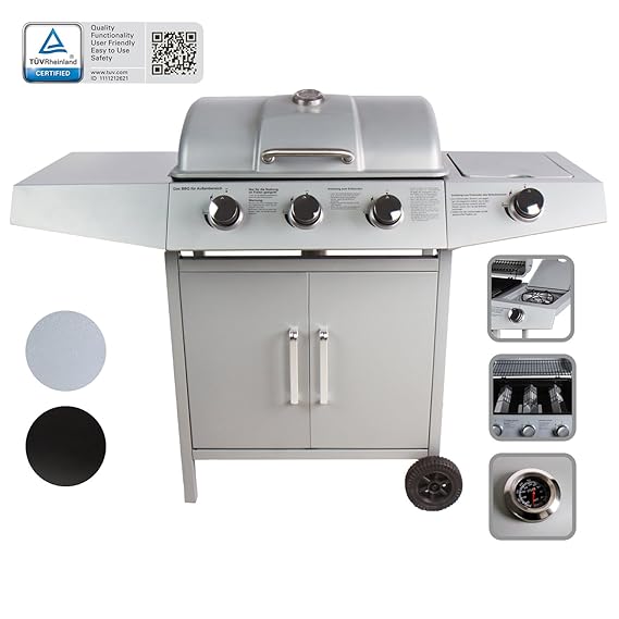 CCLIFE Gasgrill Gas Grill Grillwagen BBQ 3/4/5/18 Brenner mit Seitenkocher Gas-Grill TÜV Barbecue