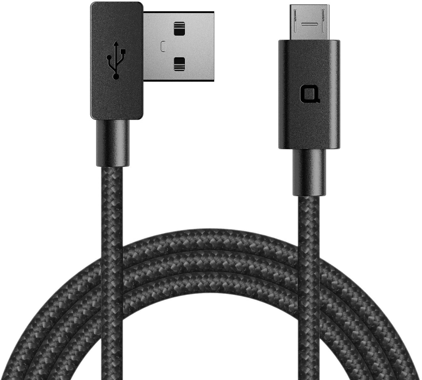 nonda ZUS Super Duty USB A to Micro USB Cable with Aramid Fiber, 4ft/1.2m, Right Angle, Charger and Data Sync for Android Smartphones Including Samsung, Nexus, LG, Kindle (Black)