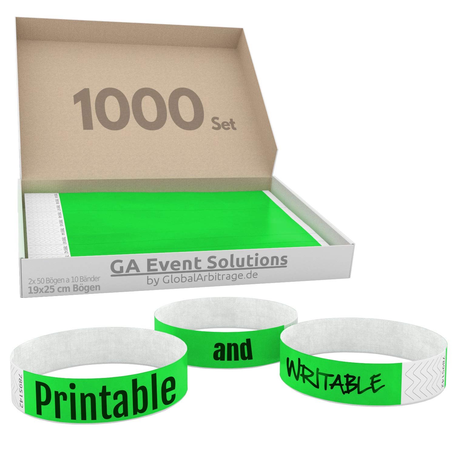 GA Event Solutions entry band from Tyvek, green 1000 Stück Green