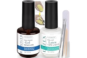 LOUINSTIC Nail Polish Gel Remover - Easy Gel Polish Remover in 3-5 Minutes, Gel Nail Remover with Latex Tape for Nails