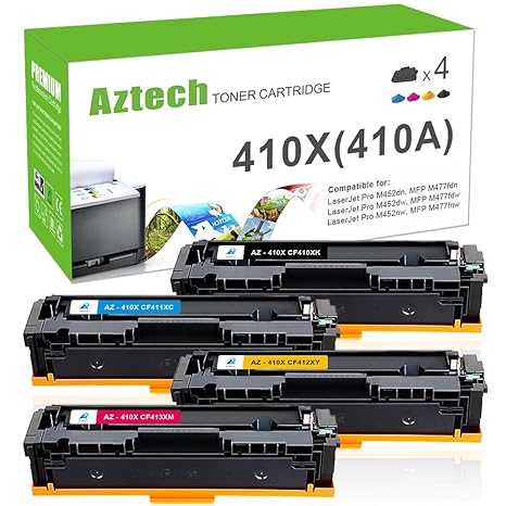 Aztech 4 Pack Kompatibel für HP 410A HP 410X CF410X Set für HP Color Laserjet Pro MFP M477fdw Toner MFP M477fdn M477fnw M477 