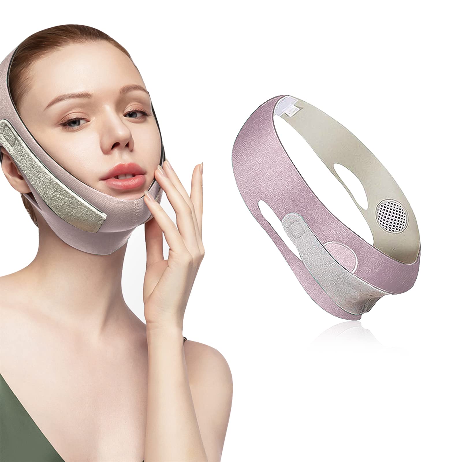 Double Chin Reducer Facial Slimming Chin Strap Reusable Stop Snoring Chin Strap Comfortable Natural Double Chin Remover Washable V Shaped Mask Painless Firming Shaper Chin Strap for Women