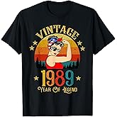 37th Birthday Gift 37 Years Old for Women Retro Vintage 1989 T-Shirt