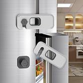 Fridge Locks with Self Adhesive, Refrigerator Latch for Cabinets, Freezer Door, Drawers, Child &amp; Baby Proofing Safety Lock for Kids, Toddlers and Children (Grey-2pack)