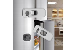 WILBEVA 2 Pack Fridge Locks with Self Adhesive, Refrigerator Latch for Kids, Toddlers and Children, Child & Baby Proofing Freezer Door Lock for, Cabinets and Drawers, Oven, Windows