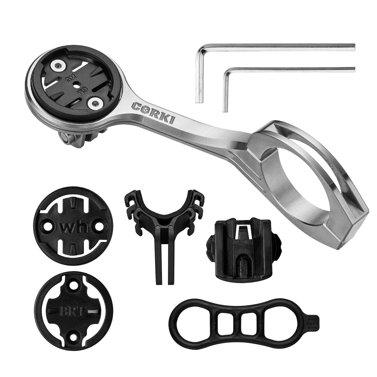 corki Cycles Titanium Extend Bike Out Front Combo Computer Mount Adapter for Garmin (Titanium - Front Mount)