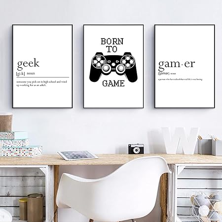 Amazon 男の子のゲームのポスターと印刷イラストゲーマーは壁の芸術の写真を引用します子供部屋の家の装飾のためのキャンバスの絵15 7 X 23 6 40x60cm X3フレームなし ウォールステッカー オンライン通販