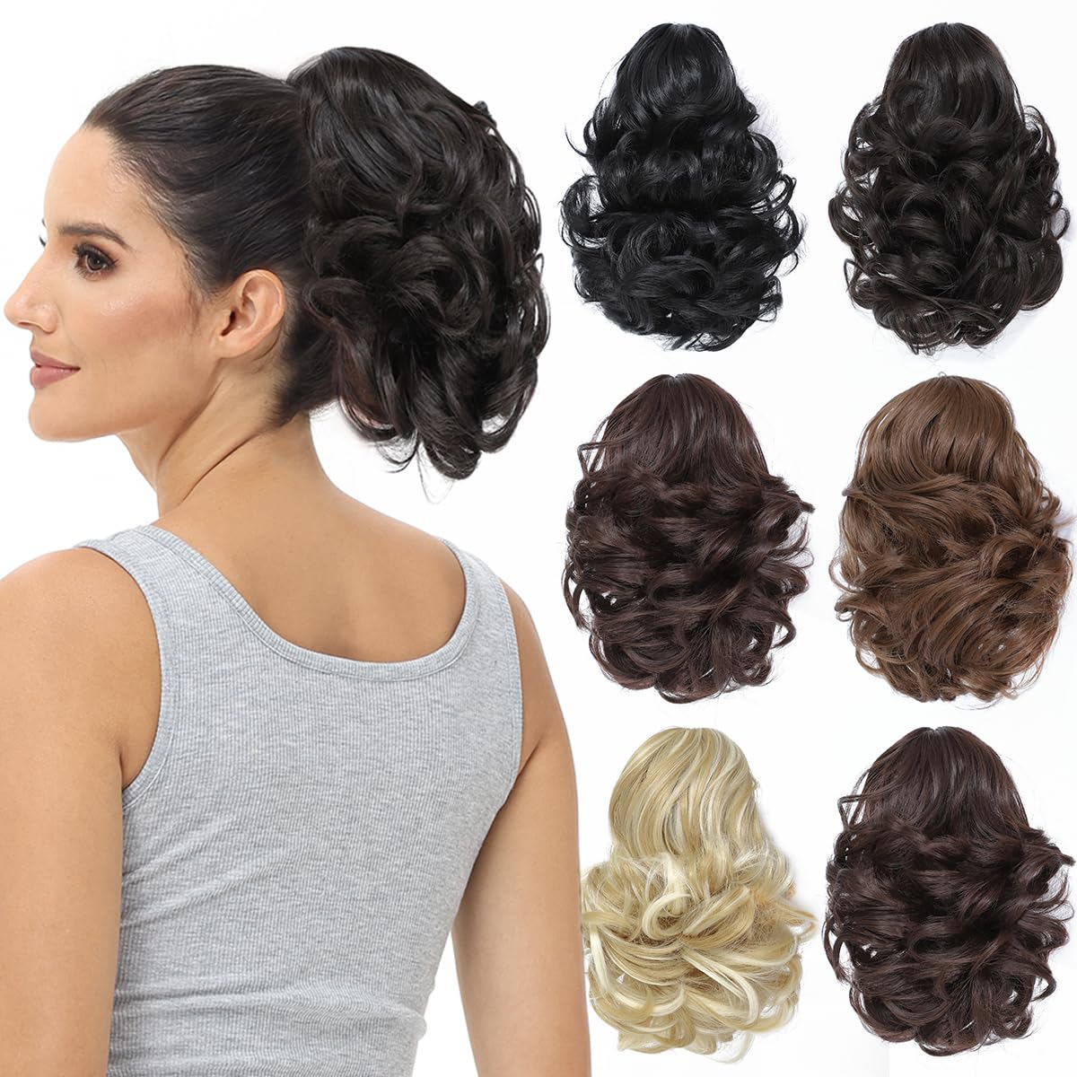BUYOGET Ponytail Extension Long Curly Wavy Claw Jaw Clip in Synthetic Hairpiece Pony Tail Tale 8 Inches #4A Dark Brown Soft Hair โ image 1