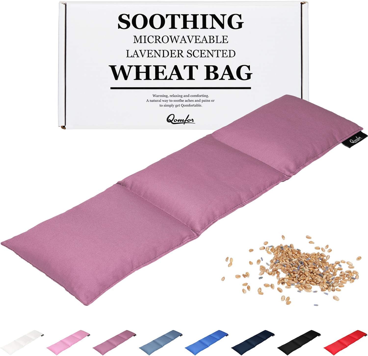 Qomfor Large Wheat Bag for Pain Relief, Microwavable Heat Pack with Lavender, Flexible Heat Pad for Back Neck, Shoulder