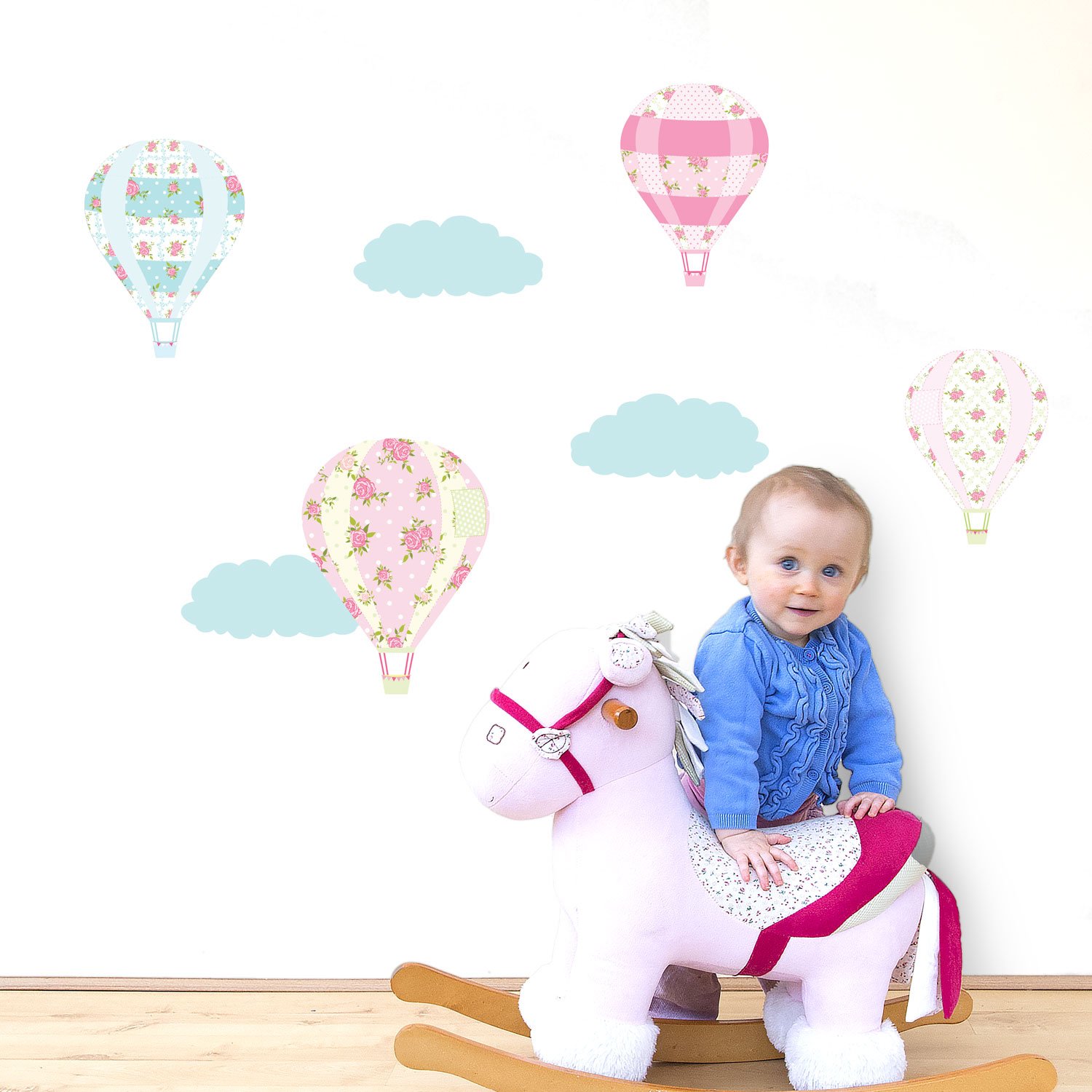 Vintage hot air Balloon wall Stickers (Regular Size) - Girls wall Stickers for Decorating a Nursery or Girl's Bedroom