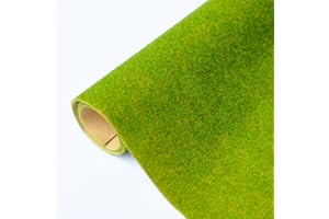 Scakbyer Model Grass Mat, 16.1 x 39.4 Inch Artificial Model Train Grass Mat for DIY Train Railroad Scenery Landscape Crafts M