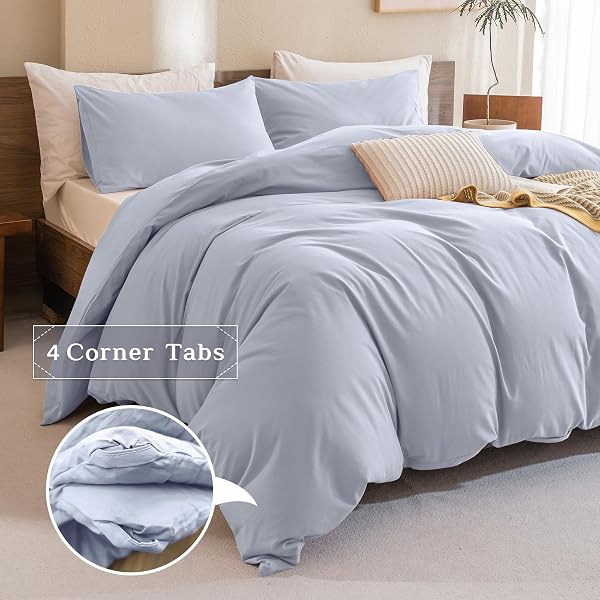 COZYTIDE KING SIZE COMFORTER SET,COTTON LIGHT BLUE BEDDING COMFORTER SET,3 PIECES (1 SOLID COMFORTER AND 2 PILLOWCASES) SOFT LIGHTWEIGHT KING SIZE BEDDING SET FOR ALL SEASON