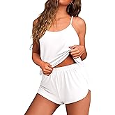 Ekouaer Womens Cami Pajama Sets Soft Shorts Lingerie Set Camisole 2 Piece Cami Shorts Pj Nightwear