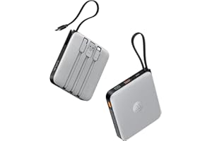 VRURC Portable Phone Charger 4 Built-in Cables, Fast Charging PD 20W Power Bank 10000mAh, USB C Mini Battery Pack for iPhone 16 15 14 Samsung Galaxy S23 Google Android Cell Phones(1 Pack)