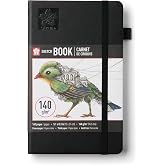 Sakura Sketchbook A5, Hardcover, 160 Pages, 5.1 x 8.3", Black, Cream Paper | Drawing Sketchbook for Visual Journaling &amp; Illustration, 140 GSM Paper, Hardcover, Effortless Sketching
