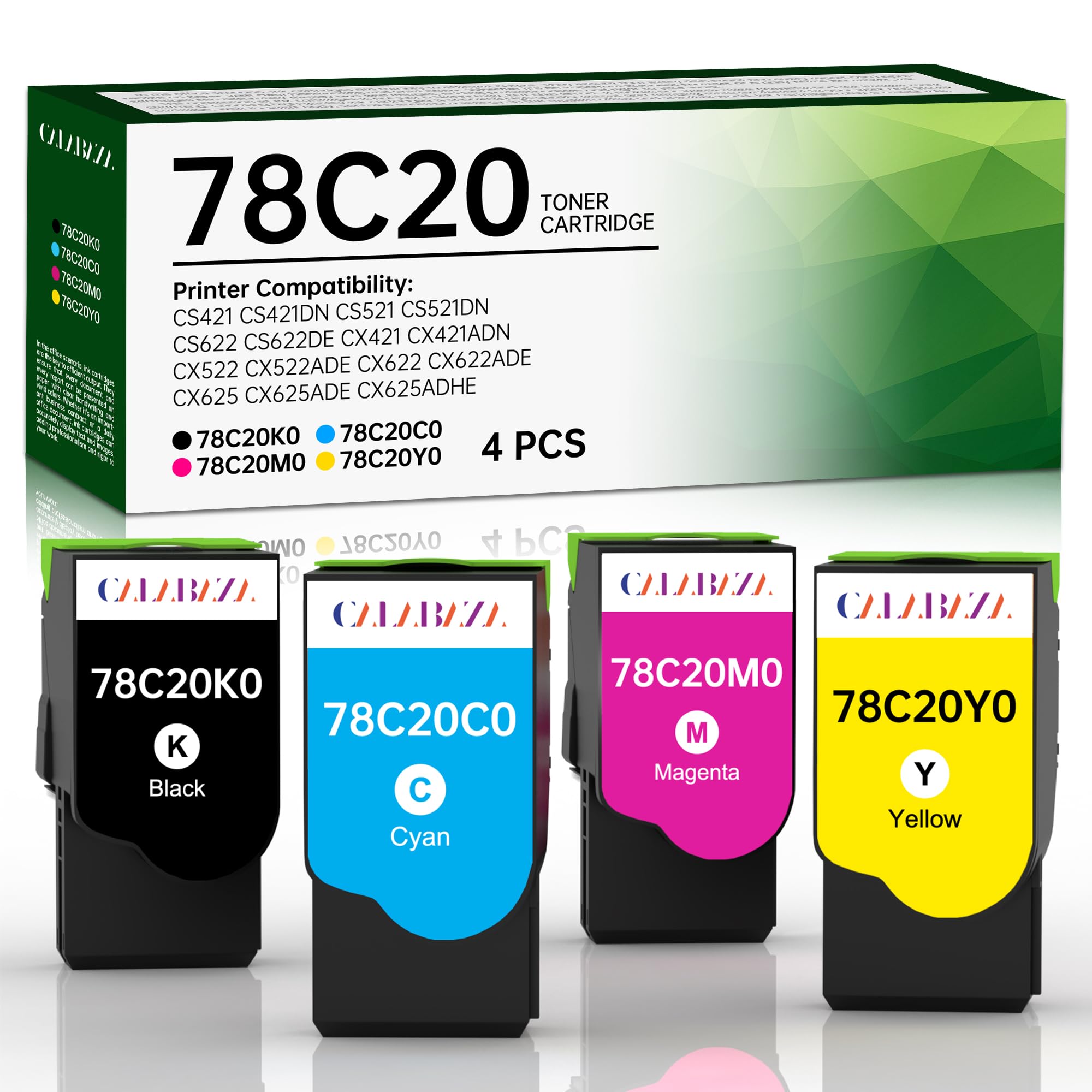 CS521 Toner Cartridge Compatible Lexmark CS521 Toner Replacement for Lexmark CS421 CS521 CS622 CX421 CX522 CX622 CX625 Printer(4 Pack: BK/C/M/Y),2000 & 1400 Pages