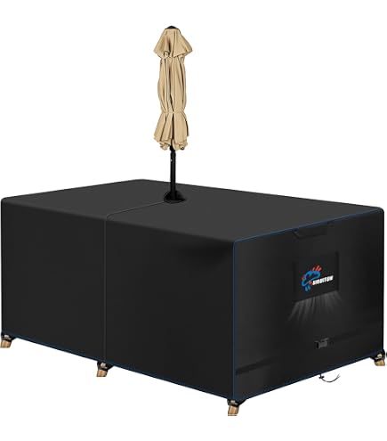 Patio Table Cover with Umbrella Hole Rectangle, 84