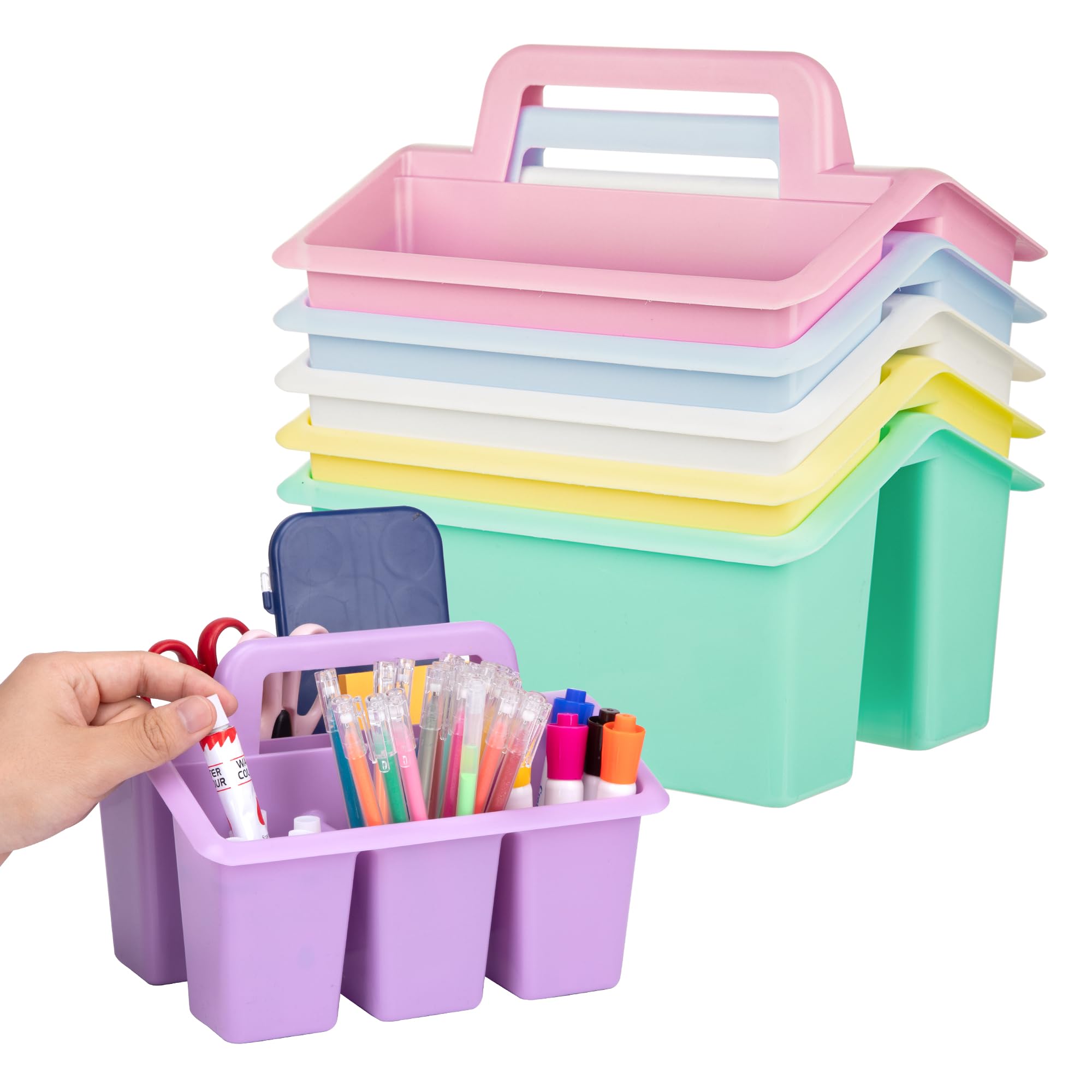 Photo 1 of Find Scrapblooms Plastic Caddy For Classroom,Office,Home,6-pack Storage Caddy For Pencil,Pen,Craft Tools (Pastel Color)