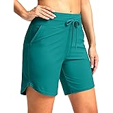 G Gradual Women's 7" High Waisted Swim Board Shorts with Pockets Quick Dry Beach Swimming Shorts for Women with Liner