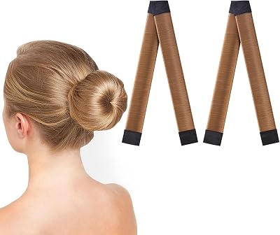 URAQT Hair Bun Maker 2Pcs Light Brown Plastic Easy Donut Fold Wrap DIY Styling