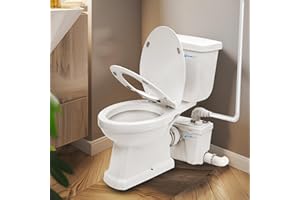 Macerating Toilet with Macerator Pump,Two-Piece Toilet, Upflush Toilet System for Basement Room Included Water Tank,Extension