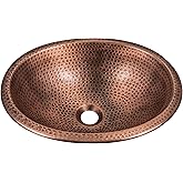 Monarch Abode Bathroom Sink – 17-Inch Oval Drop In Bathroom Sink, Top Mount Hand Hammered Pure Copper Vanity Sinks for Countertop, Powder Room, Guest Bath or Restroom, Drop in Sinks for Bathrooms